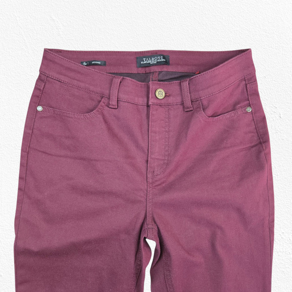Talbots Dark Cherry Red Slimming Ankle Cropped Skinny Jegging Jeans Size 6P - Picture 5 of 12